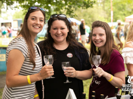 Group of women posing at an outdoor wine tasting festival in Kutztown Pennsylvania